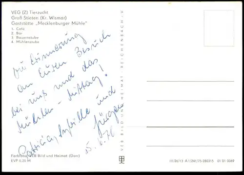 ÄLTERE POSTKARTE GROSS STIETEN VEG (Z) TIERZUCHT GASTSTÄTTE MÜHLE BAR KREIS WISMAR DORF MECKLENBURG-VORPOMMERN postcard