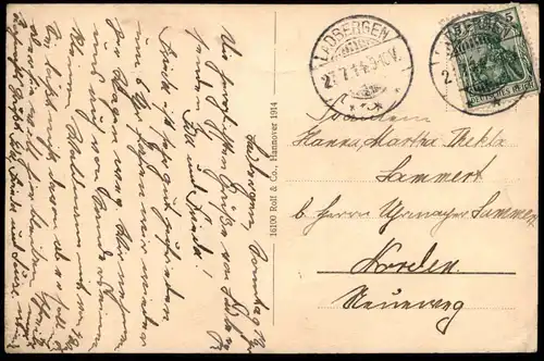 ALTE POSTKARTE LADBERGEN IN WESTFALEN SCHULE BISMARCK-DENKMAL KIRCHE 1914 Ansichtskarte AK cpa postcard