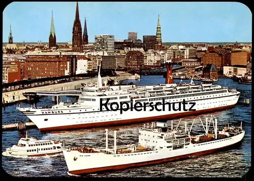 ÄLTERE POSTKARTE TS HAMBURG RIO LUSAN AN DER ÜBERSEEBRÜCKE Schiff Dampfer ship bateau steamer port cpa postcard AK