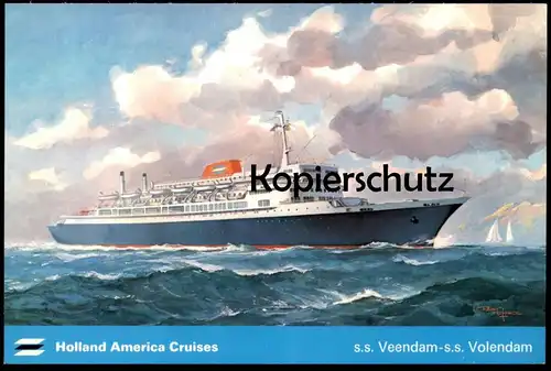 ÄLTERE POSTKARTE HOLLAND AMERICA CRUISES S.S. VEENDAM S.S. VOLENDAM DAMPFER SCHIFF REINT DE JONGE ship postcard cpa