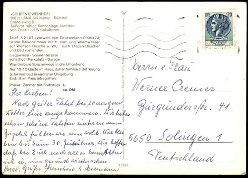 ÄLTERE POSTKARTE LANA BEI MERAN SCHRENTEWEINHOF INMITTEN VON OBST- UND WEINKULTUREN Ansichtskarte AK cpa postcard