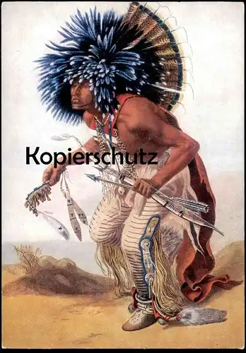 ÄLTERE POSTKARTE INDIANER NORDAMERIKA HIDATSA SIOUX KRIEGER BEIM HUNDETANZ 1832-34 INDIANS INDIOS KÖLN 1969 postcard AK