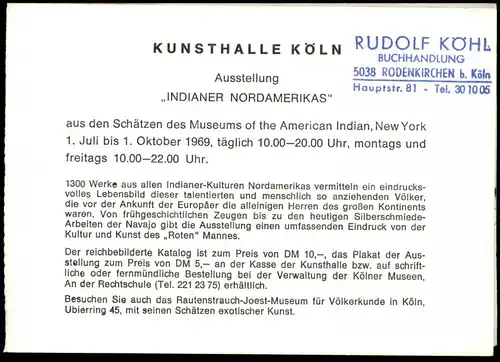 ÄLTERE POSTKARTE INDIANER NORDAMERIKA HIDATSA SIOUX KRIEGER BEIM HUNDETANZ 1832-34 INDIANS INDIOS KÖLN 1969 postcard AK