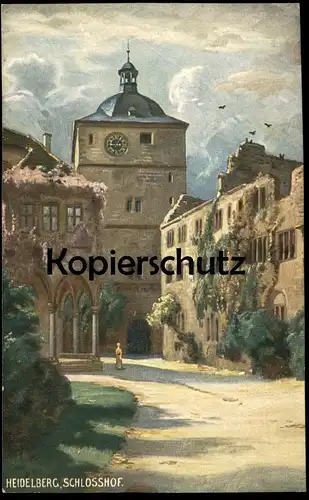 ALTE KÜNSTLER POSTKARTE HEIDELBERG SCHLOSSHOF Schloss chateau castle cpa postcard Ansichtskarte