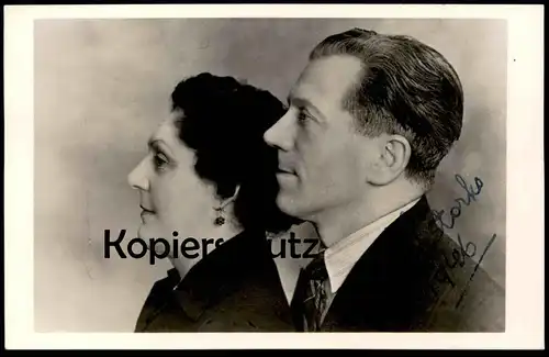 ALTES FOTO EHEPAAR LES STARKS BEST WISHES 1946 PHOTO Luton Ohrring Schmuck Mann Frau couple Paar cpa postcard