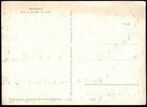 ÄLTERE POSTKARTE HEIDELBERG BLICK AUF ALTSTADT UND SCHLOSS PANORAMA HANNS LOSSEN HEIDELBERG Ansichtskarte cpa postcard