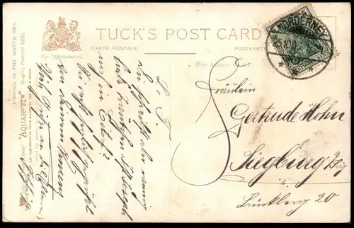 ALTE POSTKARTE GRUSS AUS NORDERNEY DEPARTING DAY FISCHER FISCHERBOOTE RAPHAEL TUCK AQUARETTE E. D. PERCIVAL AK postcard
