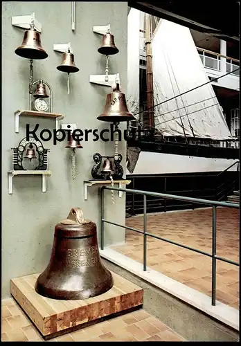 ÄLTERE POSTKARTE BREMERHAVEN SCHIFFAHRTSMUSEUM SCHIFFSGLOCKEN & SEGELRETTUNGSBOOT ship museum Ansichtskarte postcard cpa