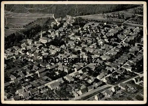 ALTE POSTKARTE FORCHHEIM BEI KARLSRUHE VOM FLUGZEUG AUS PANORAMA FLIEGERAUFNAHME Ansichtskarte AK cpa postcard