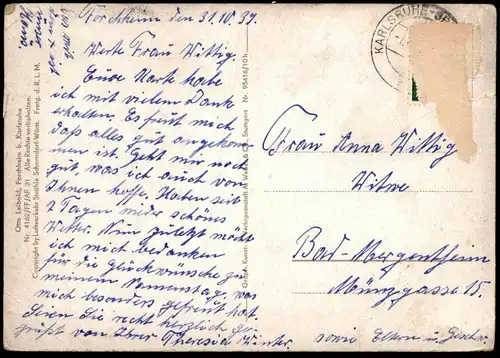 ALTE POSTKARTE FORCHHEIM BEI KARLSRUHE VOM FLUGZEUG AUS PANORAMA FLIEGERAUFNAHME Ansichtskarte AK cpa postcard