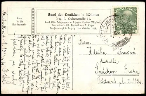 ALTE POSTKARTE LEIPZIG STRASSENKAMPF AM 19. OKTOBER 1813 KAMPF JAHR 1806 - 1815 BUND DER DEUTSCHEN IN BÖHMEN PRAG AK cpa