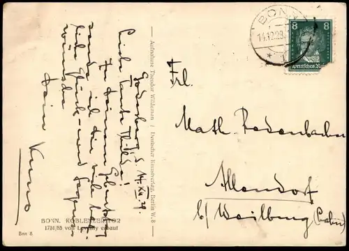 ALTE POSTKARTE BONN KOBLENZERTOR 1928 SCHMIEDEZAUN SEITLICHE ANSICHT KOBLENZER TOR Ansichtskarte AK cpa postcard