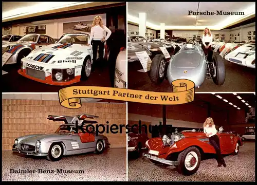 ÄLTERE POSTKARTE STUTTGART PARTNER DER WELT PORSCHE DAIMLER BENZ MUSEUM SHELL 300 SL Ansichtskarte AK cpa postcard