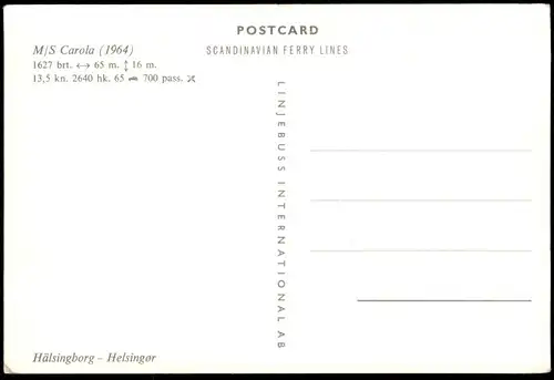 ÄLTERE POSTKARTE M/S CAROLA 1964 HÄLSINGBORG - HELSINGOR DANMARK SVERIGE FÄHRE FÄHRSCHIFF Schiff ferry ship postcard cpa