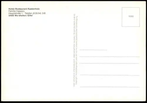 ÄLTERE POSTKARTE HOTEL RESTAURANT KASTENHOLZ WERSHOFEN EIFEL FAMILIE CASPARY Adenau Ansichtskarte AK cpa postcard
