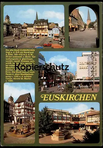 ÄLTERE POSTKARTE EUSKIRCHEN GESCHICHTE CHRONIK VW GOLF 1 & PORSCHE 911 DEUTSCHE BANK Chronikkarte storycard postcard cpa