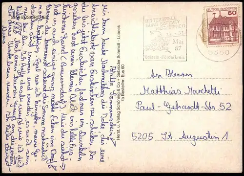 ÄLTERE POSTKARTE EUSKIRCHEN GESCHICHTE CHRONIK VW GOLF 1 & PORSCHE 911 DEUTSCHE BANK Chronikkarte storycard postcard cpa