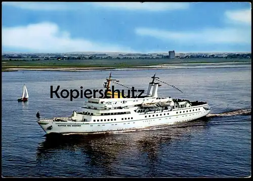 ÄLTERE POSTKARTE FAHRGASTSCHIFF MS WAPPEN VON HAMBURG & SEGELBOOT Schiff ship bateau Ansichtskarte AK cpa postcard
