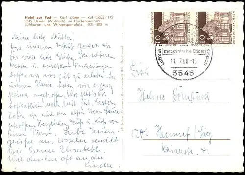 ÄLTERE POSTKARTE USSELN HOTEL ZUR POST KARL BRÜNE WILLINGEN Waldeck Hessen AK Ansichtskarte cpa postcard