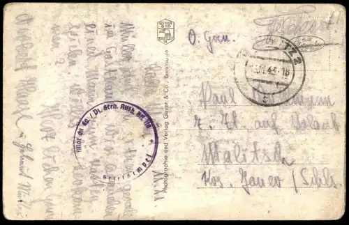 ALTE POSTKARTE GLEIWITZ GABELJÜRGE NEPTUNBRUNNEN NEPTUN MOHREN-APOTHEKE AUSHANG DOKUMENTE Gliwice Schlesien Polska AK