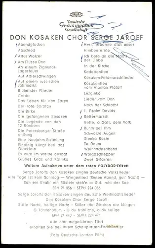 ÄLTERE KARTE POSTKARTE DON KOSAKEN CHOR SERGE JAROFF AUTOGRAMM AUTOGRAPH RUSSIE RUSSE RUSSLAND Russia Musik music cpa