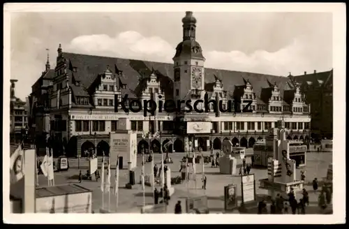 ALTE POSTKARTE LEIPZIG RATHAUS STÄNDE DEUTSCHE FRAUEN UND MÜTTER BANNER DAS DEUTSCHE KULTURGESPRÄCH WIRD FORTGESETZT AK