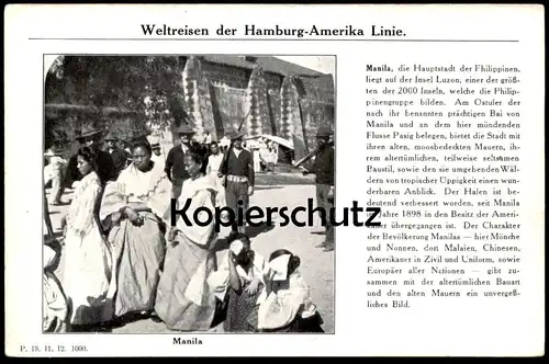 ALTE POSTKARTE TELEGRAMM DAMPFER CLEVELAND HAMBURG-AMERIKA LINIE MANILA WELTREISE Schiff Ansichtskarte postcard cpa AK