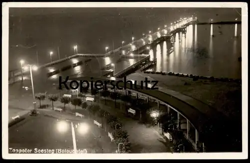 ALTE POSTKARTE ZOPPOT SOPOT BELEUCHTET ZOPPOTER SEESTEG 1937 Pommern poland polska AK Ansichtskarte cpa postcard