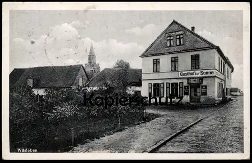 ALTE POSTKARTE WILSLEBEN GASTHOF ZUR SONNE SCHILDER DIAMANT BIERE ASCHERSLEBEN AK Ansichtskarte postcard cpa photo