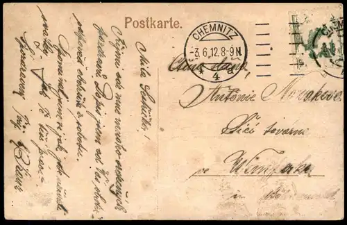 ALTE POSTKARTE CHEMNITZ HAUPTBAHNHOF STRASSENBAHN 1912 tram tramway Bahnhof gare station Ansichtskarte cpa postcard AK