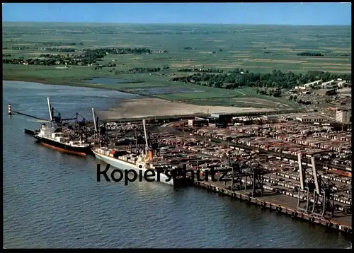 ÄLTERE POSTKARTE BREMERHAVEN CONTAINERHAFEN HAFEN UMSCHLAGPLATZ FRACHTSCHIFFE FRACHTSCHIFF Schiff cargo ship