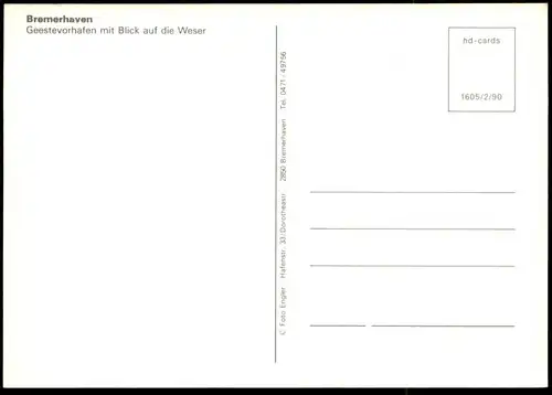 ÄLTERE POSTKARTE BREMERHAVEN GEESTEVORHAFEN BLICK AUF WESER FÄHRE LUFTBILD HAFEN Fliegeraufnahme Panorama Ansichtskarte