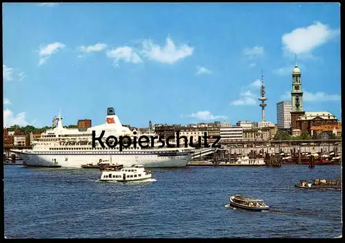 ÄLTERE POSTKARTE HAMBURG PASSAGIERSCHIFF MS ROYAL VIKING SEA HAFEN MIT FERNSEHTURM Schiff ship harbour bateau postcard