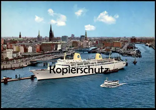 ÄLTERE POSTKARTE HAMBURG PASSAGIERSCHIFF KUNGSHOLM AN DER ÜBERSEEBRÜCKE HAFEN Schiff ship harbour bateau AK postcard