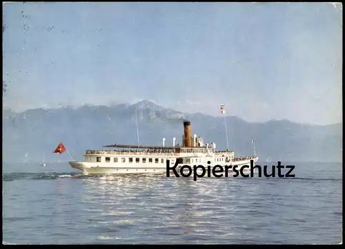 ÄLTERE POSTKARTE LA SUISSE SUR LE LAC LÉMAN GENFERSEE SCHWEIZ Bateau Schiff Motorschiff ship Ansichtskarte cpa postcard