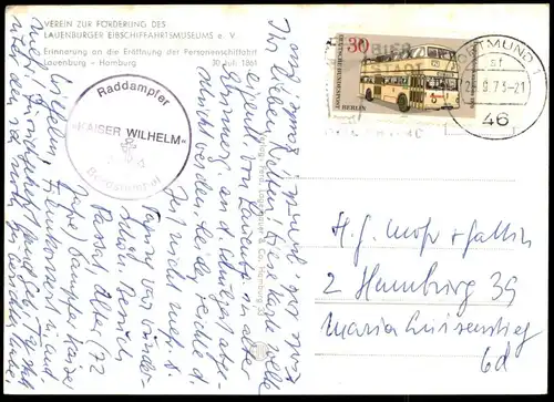 ÄLTERE POSTKARTE DAMPFSCHIFF LAUENBURG CAPTAIN BURMESTER ELBSCHIFFAHRTSMUSEUM Dampfer Schiff postcard cpa Ansichtskarte