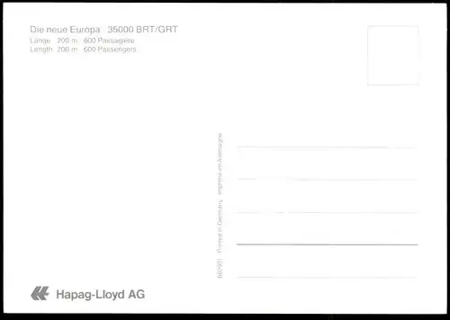 ÄLTERE POSTKARTE MS NEUE EUROPA KREUZFAHRTSCHIFF HAPAG LLOYD AG Schiff Motorschiff ship bateau Ansichtskarte AK postcard