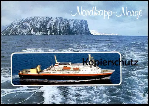 ÄLTERE POSTKARTE MS M/S MIDNATSOL VED NORDKAPP Dampfer Troms Fylkes Dampskipsselskap Tromsö Norge Schiff Motorschiff