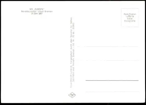 ÄLTERE POSTKARTE MS EUROPA KREUZFAHRTSCHIFF NORDDEUTSCHER LLOYD BREMEN Dampfer Schiff postcard cpa AK Ansichtskarte