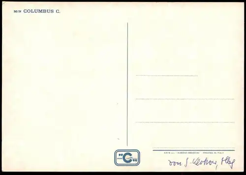ÄLTERE POSTKARTE M/N MS COLUMBUS C. SCHIFF KREUZFAHRTSCHIFF Dampfer ship Ansichtskarte AK postcard cpa