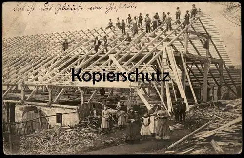 ALTE FOTO POSTKARTE GEBÄUDE IM BAU IN GIESSÜBL HAUZENBERG FÜRSETZING BAYERN DACHDECKER ZIMMERER Ansichtskarte postcard