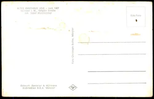 ALTE POSTKARTE MÜNSTER I. W. GASTHAUS LEVE SEIT 1607 TELGTER STRASSE INH. JOSEF HORSTMÖLLER Ansichtskarte postcard cpa