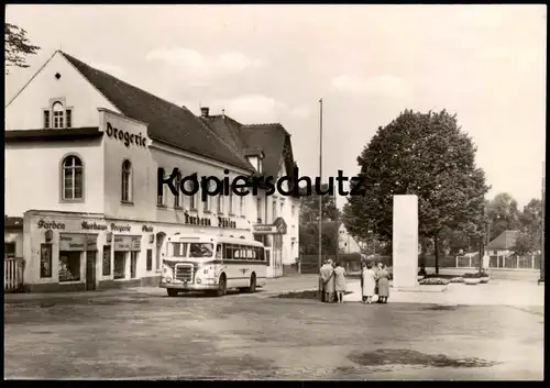 ÄLTERE POSTKARTE DRESDEN BÜHLAU SIEGFRIED RÄDEL PLATZ GASTSTÄTTE KURHAUS DROGERIE FARBEN BUS Ansichtskarte AK postcard