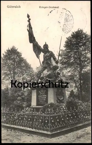 ALTE POSTKARTE GÜTERSLOH KRIEGER-DENKMAL KRIEGERDENKMAL IN DANKBARER ERINNERUNG DEN SOLDATEN Ansichtskarte postcard cpa
