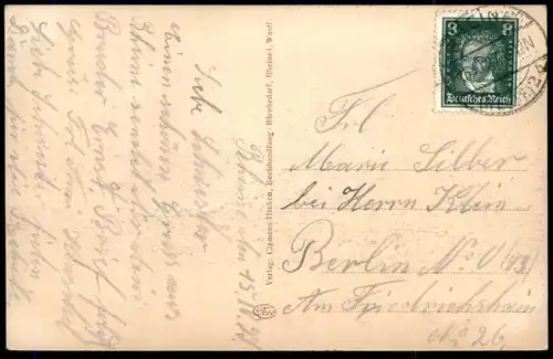 ALTE POSTKARTE RHEINE IN WESTFALEN SCHLEUSE UND PFARRKIRCHE 1927 EMS Ansichtskarte AK cpa postcard