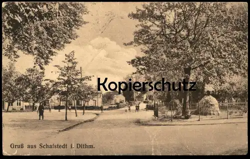 ALTE POSTKARTE GRUSS AUS SCHAFSTEDT IN DITHMARSCHEN KAISERSTEIN DENKMAL Ansichtskarte AK cpa postcard