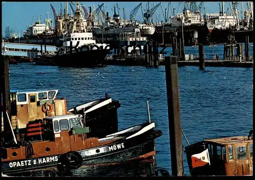 ÄLTERE POSTKARTE HAMBURG BARKASSE MÖWE OPAETZ & HARMS HAFEN Schiff ship harbour bateau Ansichtskarte AK postcard