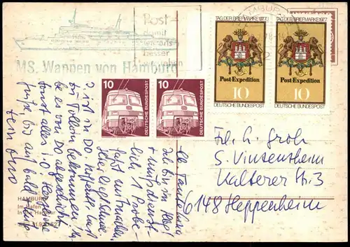 ÄLTERE POSTKARTE HAMBURG BARKASSE MÖWE OPAETZ & HARMS HAFEN Schiff ship harbour bateau Ansichtskarte AK postcard