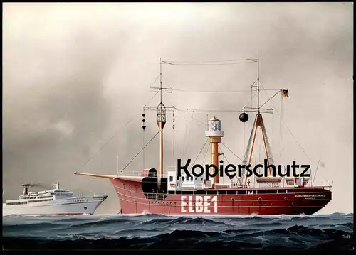 ÄLTERE POSTKARTE MS ELBE 1 BÜRGERMEISTER OSWALD FEUERSCHIFF Cuxhaven Leuchtturm-Schiff Motorschiff ship postcard cpa AK