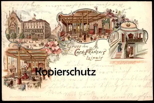 ALTE LITHO POSTKARTE LEIPZIG GRUSS VOM CAFÉ FRANCAIS 1898 Ansichtskarte AK cpa postcard